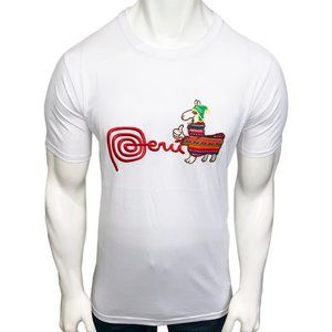 NWT PERU LLAMA ALPACA PERUVIAN PATRIOTIC EMBROIDERY MEN'S SHORT SLEEVE T-SHIRT M